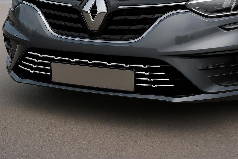 Renault Megane IV 2016-2025 рр. Накладки на бампер 2021+ (7 шт, нерж) Фото 1