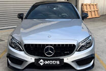 Mercedes C-class W205 2014-2021 рр. Передня решітка Panamericana GT Black (для Avantgarde/AMG-Line/C43 AMG) фото 6