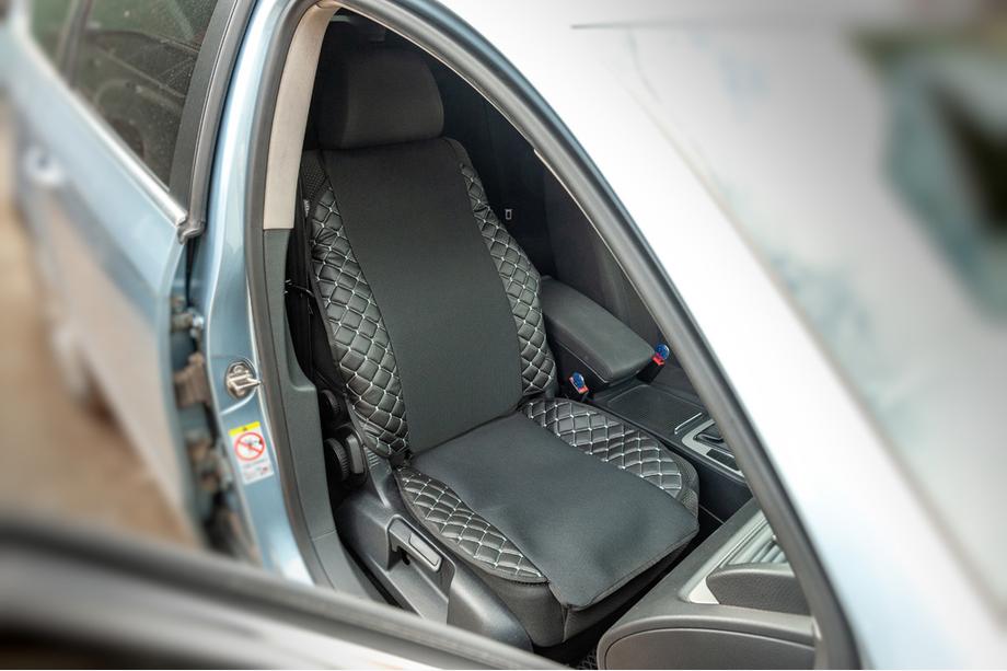 Накидка на сидіння ECO і тканина (1 шт, Чорний з сірою ниткою+ тканина) Image