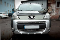 Peugeot Partner Tepee 2008-2018 рр. Накладки на решітку (2 част., нерж.) фото 1