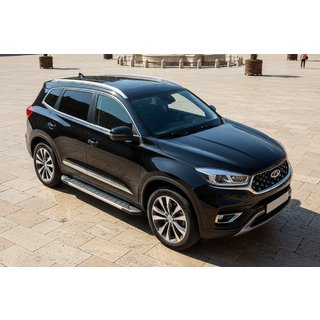 Бокові пороги RedLine V1 (2 шт., алюміній) Chery Tiggo 8 2017- рр. фото 1