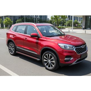 Бокові пороги Maya Red (2 шт., алюміній) Chery Tiggo 8 2017- рр. фото 1