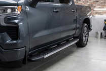 Chevrolet Silverado 2019- рр. Бокові пороги Duru (2 шт., алюміній) фото 2