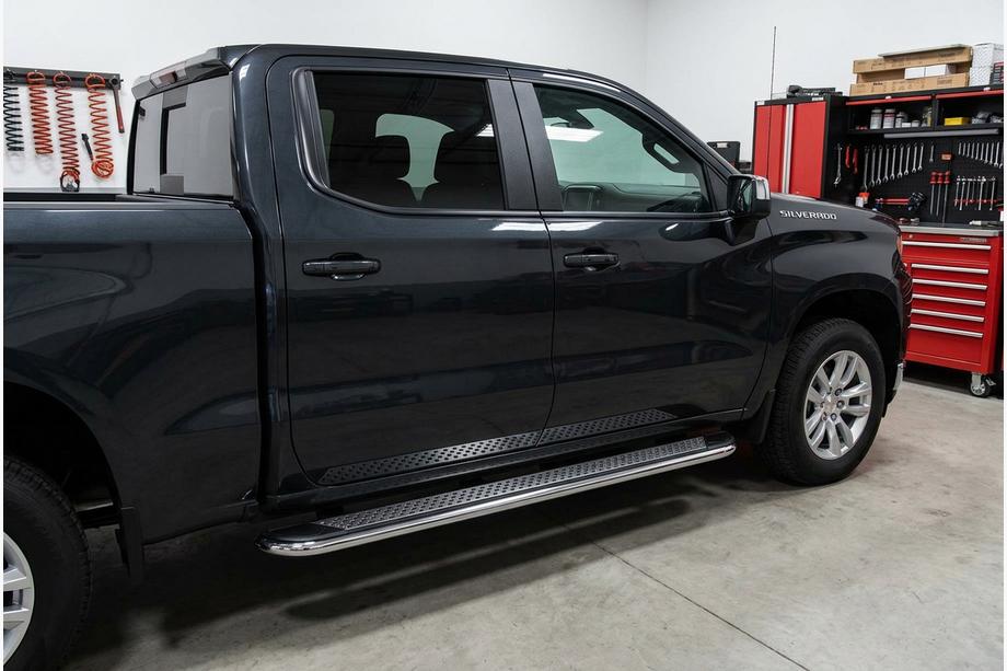 Chevrolet Silverado 2019- рр. Бокові пороги Maydos V2 (2 шт., алюміній) Image