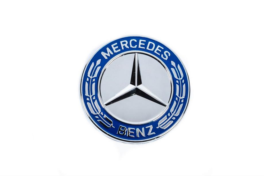 Mercedes-Benz Заглушка замість емблеми на капот Mercedes (синя і хром, 57мм) Фото 2