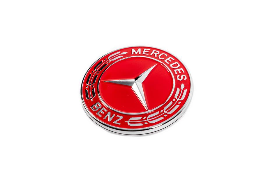 Mercedes-Benz Заглушка замість емблеми на капот Mercedes (червона, 57мм) Фото 2
