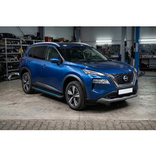 Бокові пороги Maya Blue (2 шт., Алюміній) Nissan X-trail T33/Rogue 2022- рр. фото 1