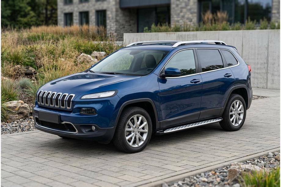 Jeep Cherokee KL 2013- рр. Бокові пороги Shining V1 (2 шт., Алюміній)