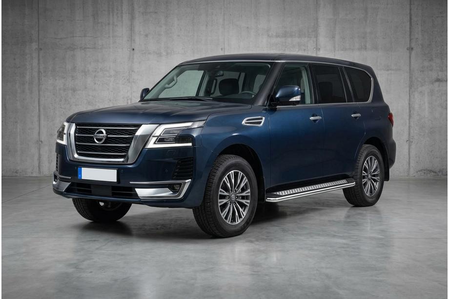 Nissan Armada 2016-2024 рр. Бокові пороги Maydos V2 (2 шт., Алюміній) Image