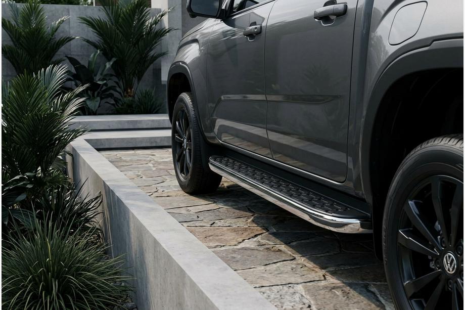 Volkswagen Amarok 2022- рр. Бокові пороги BlackLine (2 шт., Алюміній) Фото 1