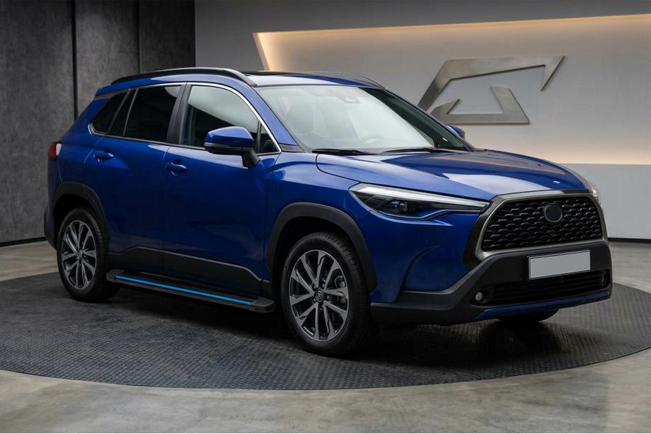 Toyota Corolla Cross 2020- рр. Бокові пороги Maya Blue (2 шт., Алюміній) Фото 1