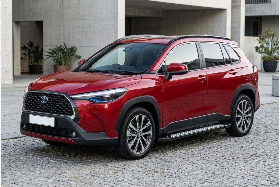 Toyota Corolla Cross 2020- рр. Бокові пороги Vision New Black (2 шт., Алюміній) Фото 1