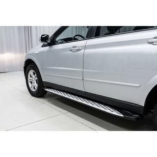Бокові пороги Shining V1 (2 шт., Алюміній) SsangYong Action 2005-2018 рр. фото 1