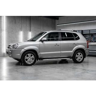 Бокові пороги Shining V1 (2 шт., Алюміній) Hyundai Tucson JM 2004- рр. фото 1