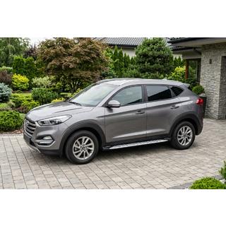 Бокові пороги Shining V1 (2 шт., Алюміній) Hyundai Tucson TL 2016-2021 рр. фото 1