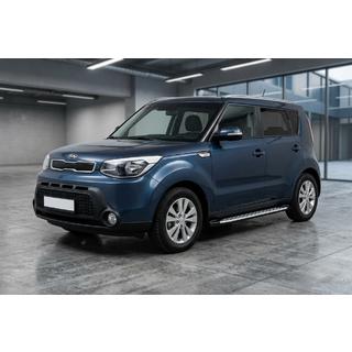Бокові пороги Shining V1 (2 шт., Алюміній) Kia Soul II 2013-2018 рр. фото 1