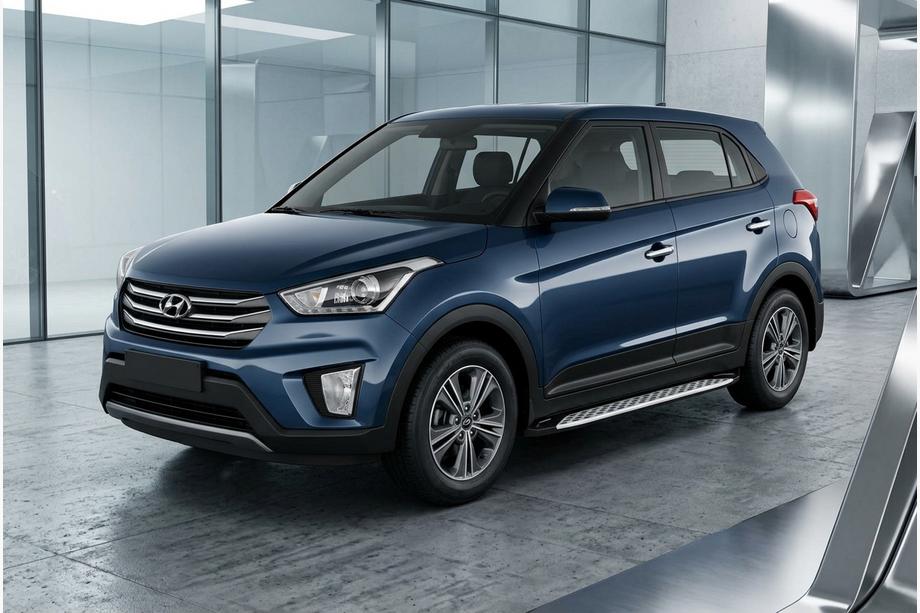 Hyundai Creta 2014-2020 рр. Бокові пороги Shining V1 (2 шт., Алюміній) Фото 1