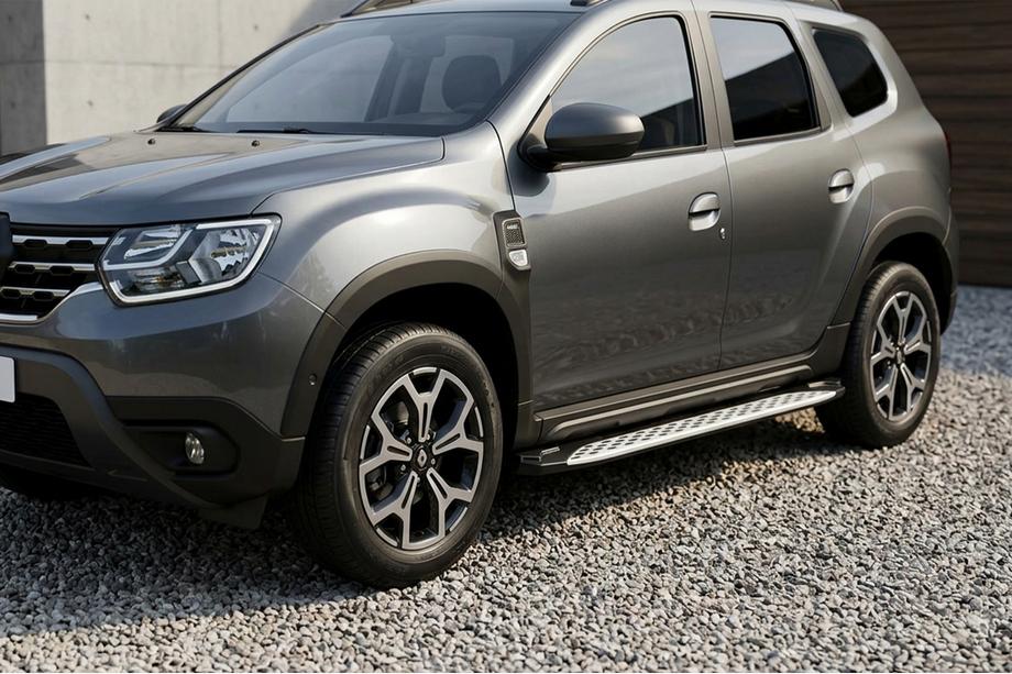 Dacia Duster 2018-2024 рр. Бокові пороги Shining V1 (2 шт., Алюміній) Фото 1