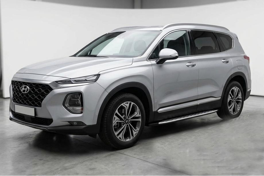 Hyundai Santa Fe 4 2018-2023 рр. Бокові пороги Shining V1 (2 шт., Алюміній) Фото 1