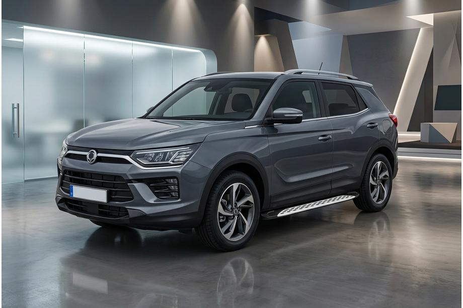 SsangYong Korando 2019- рр. Бокові пороги Shining V1 (2 шт., Алюміній) Фото 1