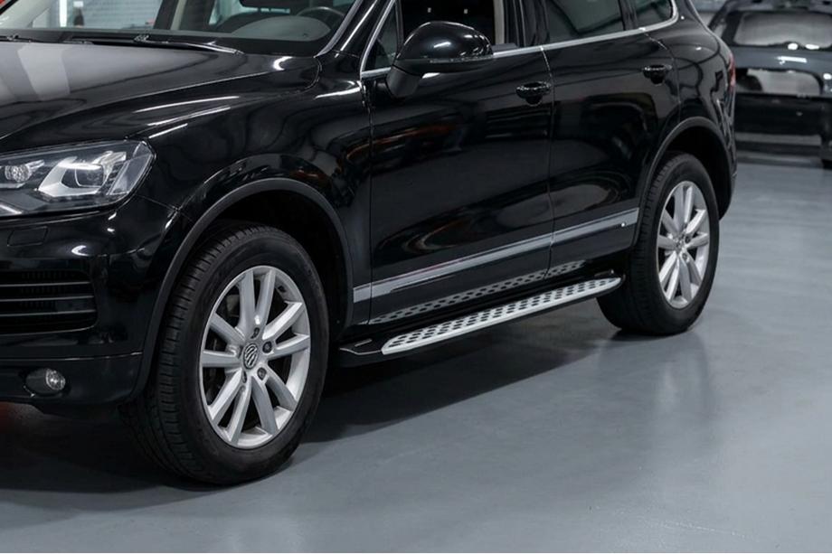 Porsche Cayenne 2010-2017 рр. Бокові пороги Shining V1 (2 шт., Алюміній) Фото 1