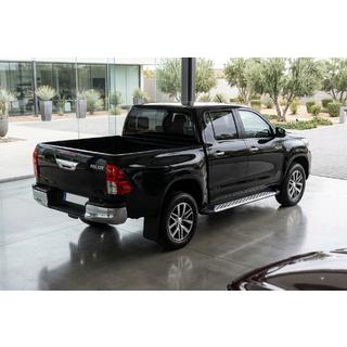 Бокові пороги Shining V1 (2 шт., Алюміній) Toyota Hilux 2015- рр. фото 1