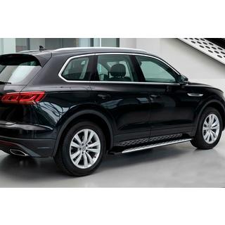 Бокові пороги Shining V1 (2 шт., Алюміній) Volkswagen Touareg 2018- рр. фото 1