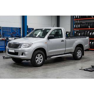Бокові пороги Shining V1 (2 шт., Алюміній) Toyota Hilux 2006-2015 рр. фото 1