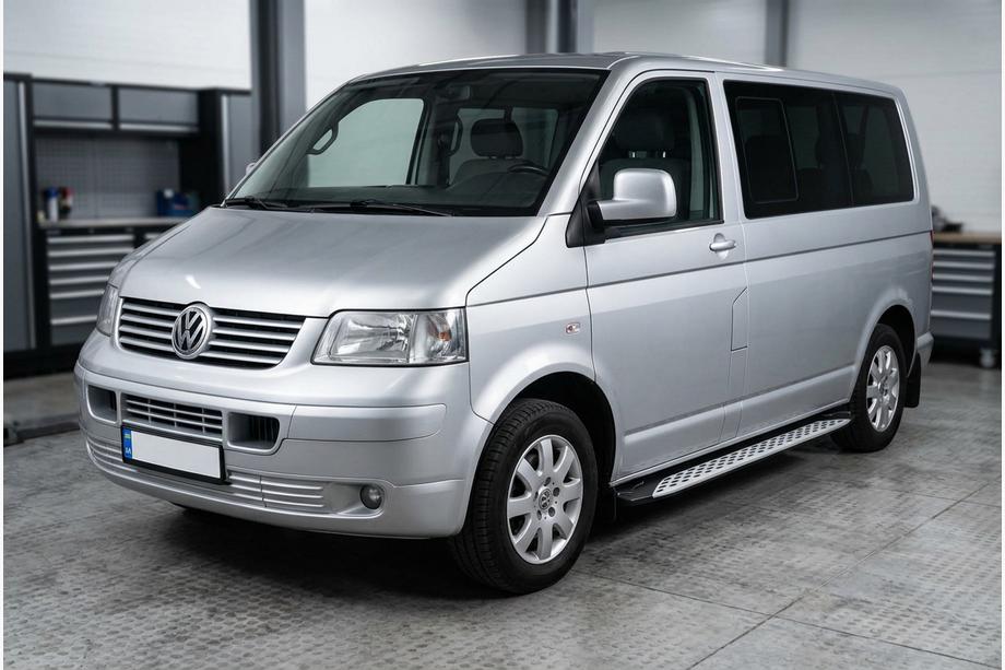 Volkswagen T5 Multivan 2003-2010 рр. Бокові пороги Shining V1 (2 шт., Алюміній) Фото 1