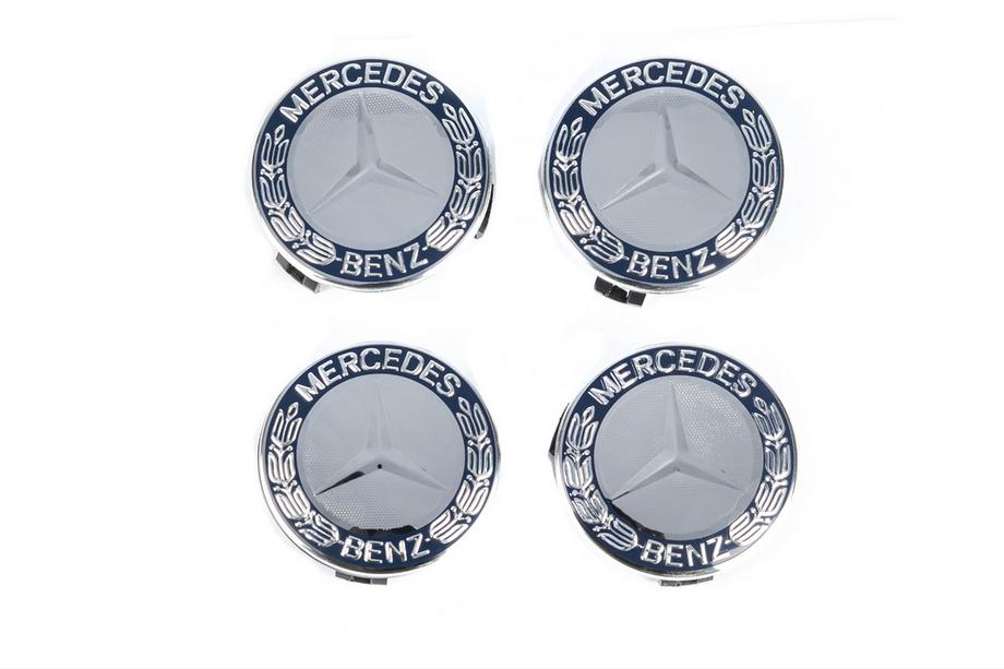 Mercedes-Benz Ковпачки на диски 71/75 мм без кільця (4 шт, сині V1) Фото 2