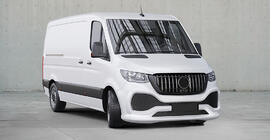 Mercedes Sprinter W907/W910 2018- рр. Передній бампер з решіткою ABS (під фарбування) фото 7