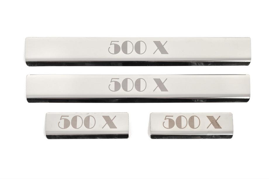 Fiat 500X 2014-2024 рр. Накладки на пороги (4 шт, нерж) Image