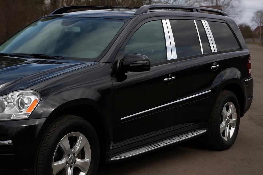 Mercedes GL class X164 2006-2012 рр. Накладки на дверні стійки (10 шт, нерж) Фото 1