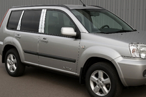 Nissan X-trail T30 2002-2007 рр. Накладки на дверні стійки (8 шт, нерж) фото 1