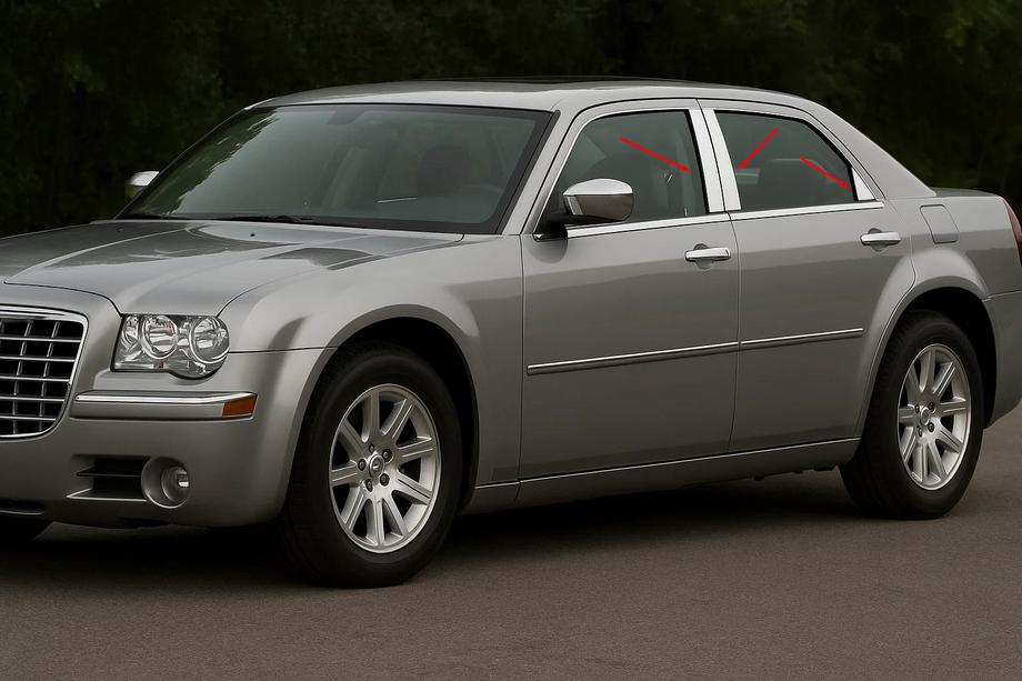 Chrysler C300 2004-2011 рр. Накладки на дверні стійки (6 шт, нерж) Фото 1