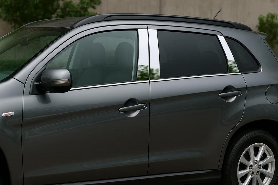Mitsubishi ASX 2010-2023 рр. Накладки на дверні стійки (6 шт, нерж) Image