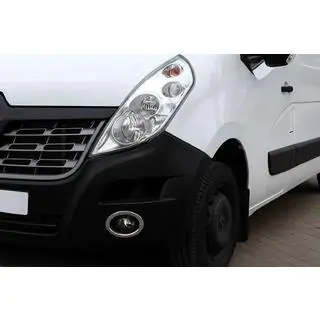 Накладки на противотуманки Carmos (2 шт., нерж.) Nissan NV400 2010-2024 рр. фото 3