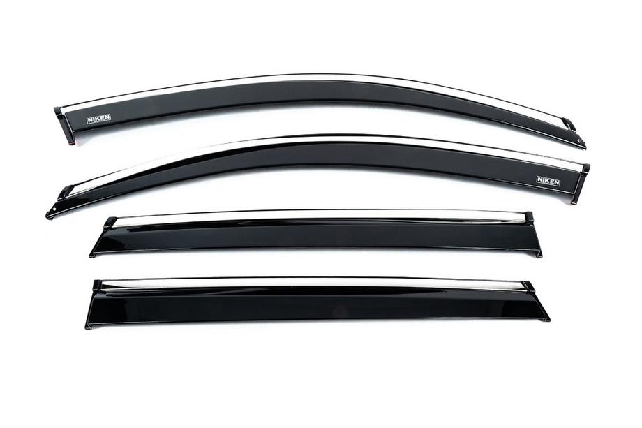 Skoda Kamiq 2019- рр. Вітровики з хромованим молдингом (2019-2023, 4 шт, Niken) Фото 2