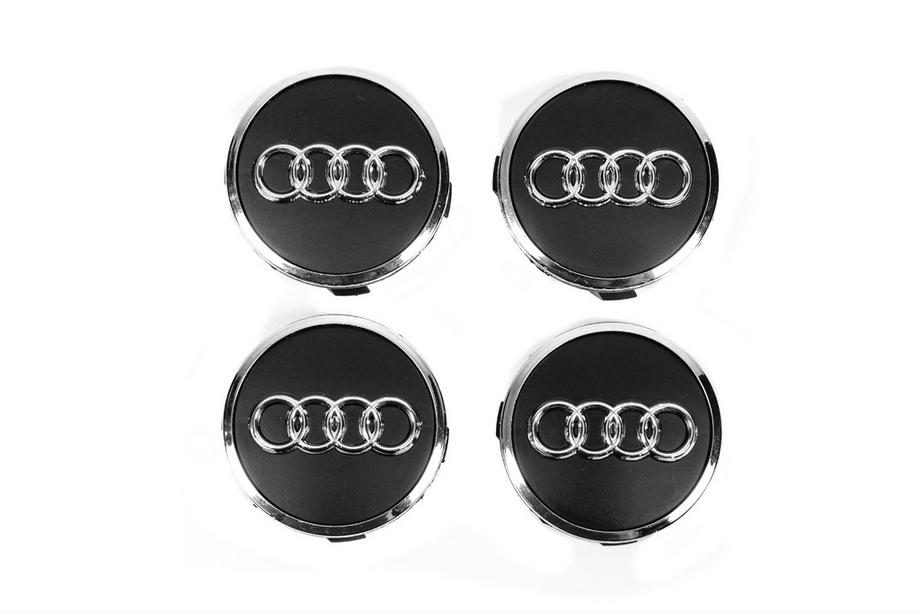 Audi Ковпачки на диски 57/61 мм, з кільцем (4 шт, чорні) Image
