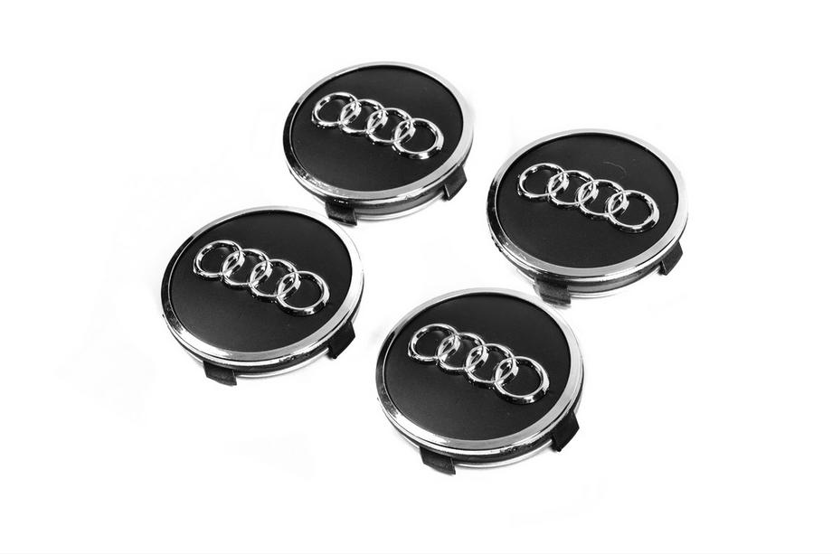 Audi Ковпачки на диски 57/61 мм, з кільцем (4 шт, чорні) Фото 2