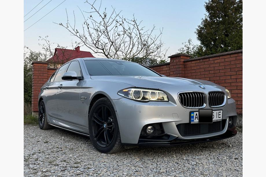 BMW 5 серія F10/F11 2010-2016 рр. Накладка на передній бампер DPT Lip V-1 (для M-Performance, чорний глянець)