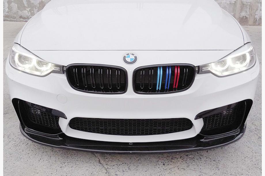 BMW 3 серія F30/F31 2012-2019 рр. Накладка на передній бампер DPT Lip V-1 (Для M3, чорний глянець) Фото 4
