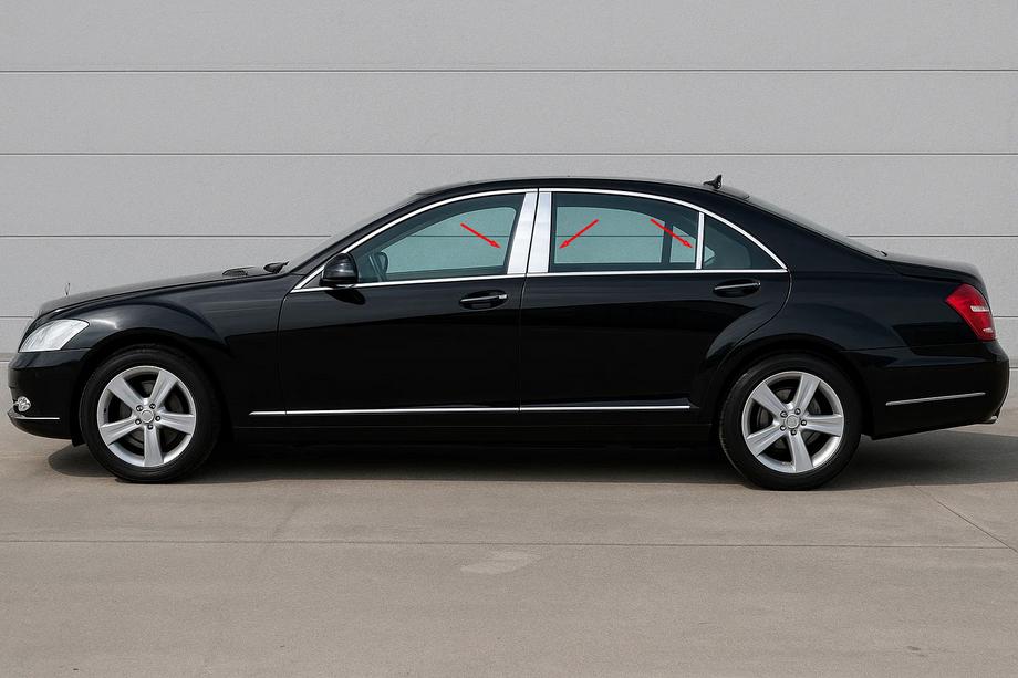 Mercedes S-class W221 2005-2013 рр. Накладки на дверні стійки (6 шт, нерж) Фото 1