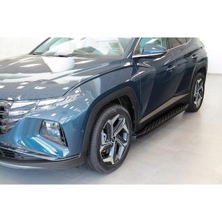 Бокові пороги Shining Black (2 шт., Алюміній) Hyundai Tucson NX4 2021- рр. фото 4