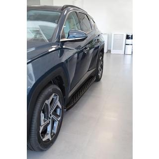 Бокові пороги Shining Black (2 шт., Алюміній) Hyundai Tucson NX4 2021- рр. фото 3