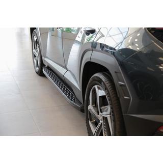 Бокові пороги Shining Black (2 шт., Алюміній) Hyundai Tucson NX4 2021- рр. фото 1