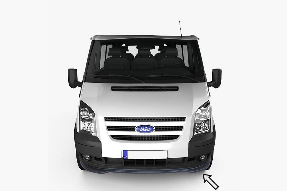 Ford Transit 2000-2014 рр. Передня Lip накладка ESA (2006-2014, чорна) Фото 1