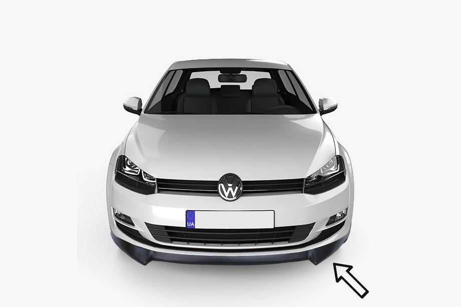 Volkswagen Golf 7/E-Golf 2012-2020 рр. Передня Lip накладка ESA (чорна) Фото 1