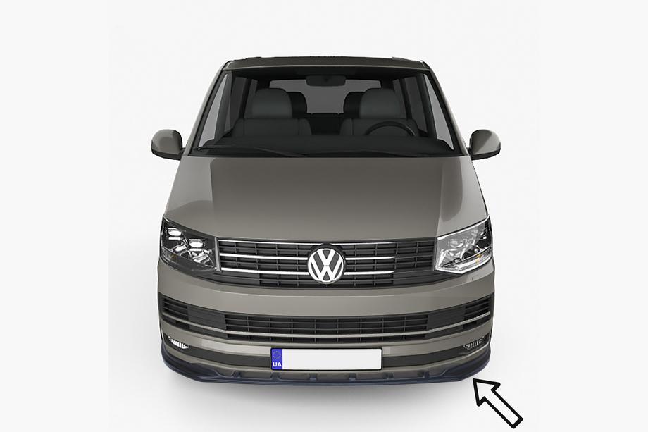 Volkswagen T6 2015-2024 рр. Передня Lip накладка ESA (Transporter, чорна) Фото 1
