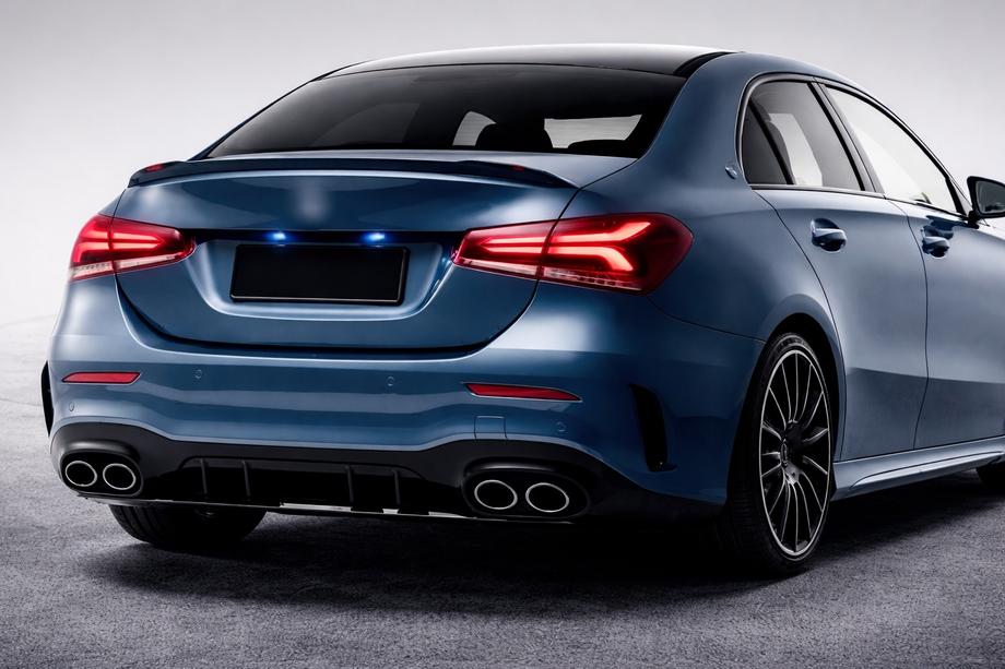 Mercedes A-class W177 2018- рр. Задній дифузор з насадками (Дизайн A45 SD)